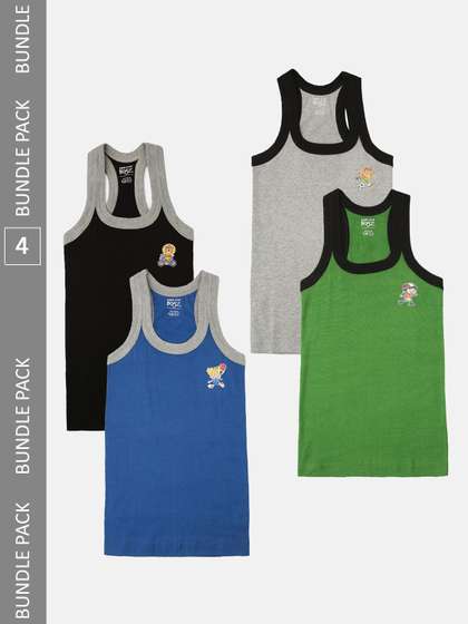 Lux Cozi Boys Pack Of 4
                    Assorted Cotton Sleeveless Innerwear Vests