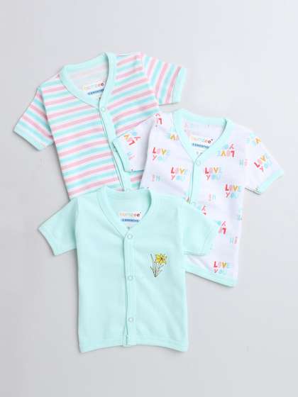 BUMZEE Infant Girls Pack
                    Of 3 Printed Cotton Jhablas