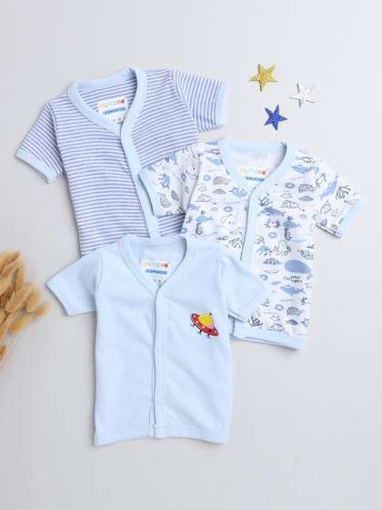 BUMZEE Infant Girls Pack
                    Of 3 Printed Cotton Jablas Vest