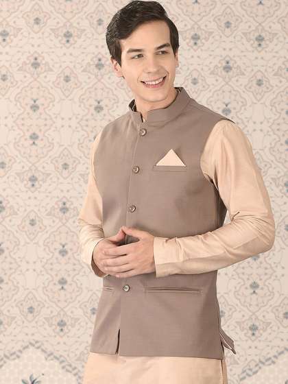 Ode by House of Pataudi Mandarin Collar Nehru Jackets