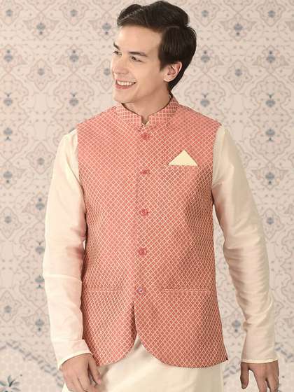 Ode by House of Pataudi Woven Design Nehru Jacket