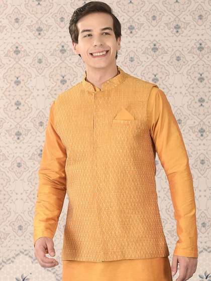 Ode by House of Pataudi Woven Design Nehru Jacket