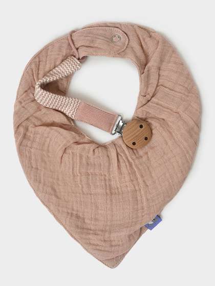 MiArcus 100% Cotton
                    Muslin Dual Layer Drool Bib With Pacifier Band Set
