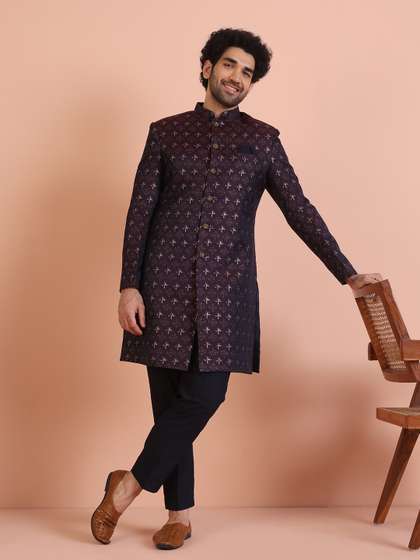 KISAH Men Cotton
                        Indowestern Sherwani with Trousers Set
