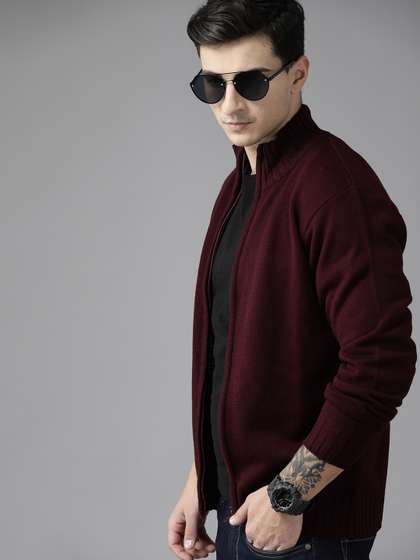 Roadster The Lifestyle Co. Men Acrylic Solid Cardigan