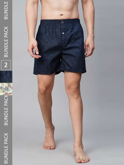 URBAN SCOTTISH Men
                        Pack of 2 Mid-Rise Comfort Fit Printed Pure
                        Cotton Boxers