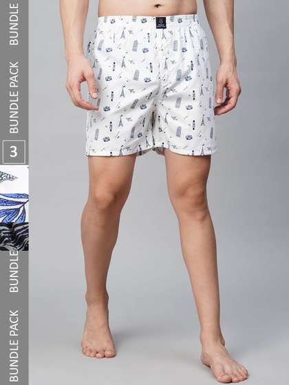 URBAN SCOTTISH Men
                        Pack of 3 Mid-Rise Comfort Fit Printed Pure
                        Cotton Boxers