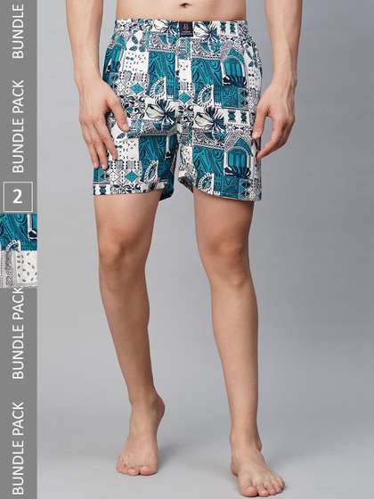 URBAN SCOTTISH Men
                          Pack of 2 Mid-Rise Comfort Fit Printed Pure
                          Cotton Boxers