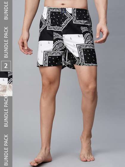 URBAN SCOTTISH Men
                        Pack of 2 Mid-Rise Comfort Fit Printed Pure
                        Cotton Boxers