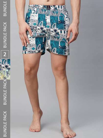 URBAN SCOTTISH Men
                        Pack of 2 Mid-Rise Comfort Fit Printed Pure
                        Cotton Boxers