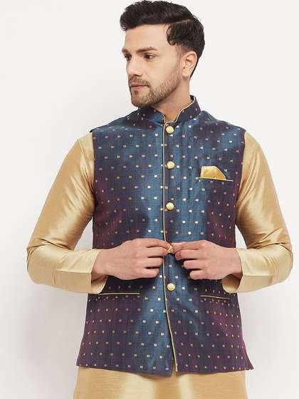 VASTRAMAY Woven Design Nehru Jackets
