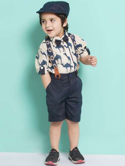 Aj DEZInES Boys
                      Printed Shirt with Shorts & Suspenders
                      Clothing Set