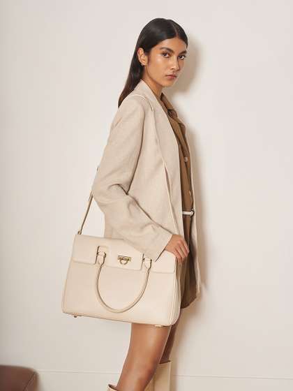 MIRAGGIO Tokyo Beige Handbag with Adjustable & Detachable Strap