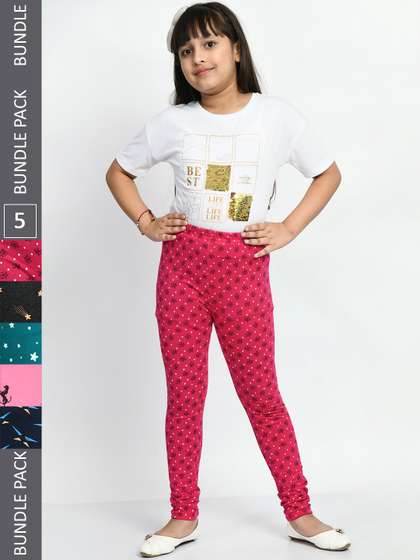 BAESD Girls Pack of 5
                    Printed Pure Cotton Leggings