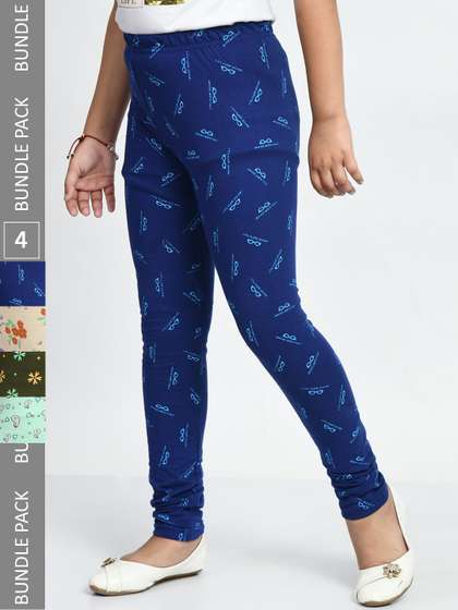 BAESD Girls Pack of 4
                    Printed Pure Cotton Leggings