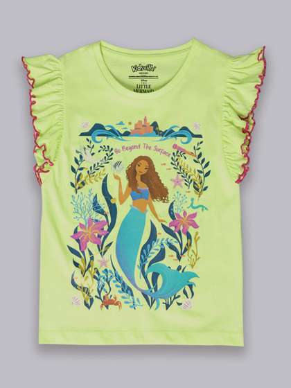 Kids Ville Girls The
                    Little Mermaid Printed Pure Cotton Tshirt