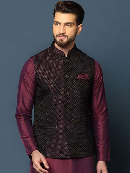 KISAH Woven Design Nehru Jacket