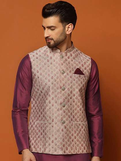 KISAH Woven Design Nehru Jacket