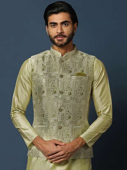 KISAH Woven Design Nehru Jacket