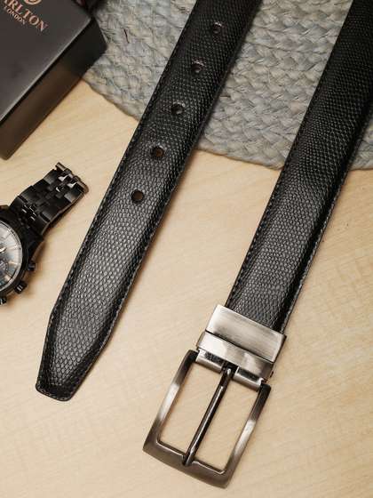 ZEVORA Men Textured
                    Leather Reversible Belt