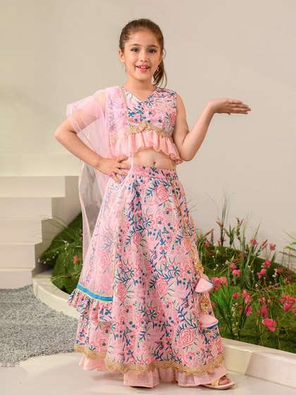 pspeaches Girls
                          Printed Ready to Wear Lehenga & Blouse
                          With Dupatta