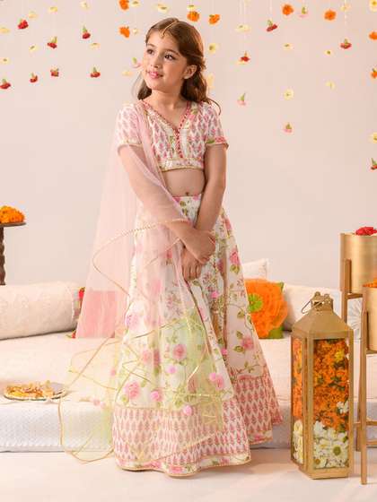 pspeaches Girls
                          Printed Ready to Wear Lehenga & Blouse
                          With Dupatta