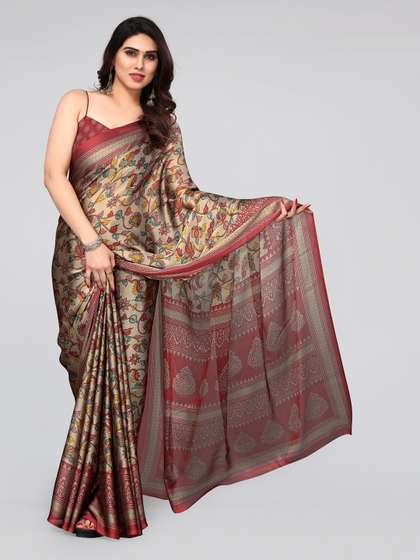 KALINI Floral Poly
                        Chiffon Saree With Blouse Piece