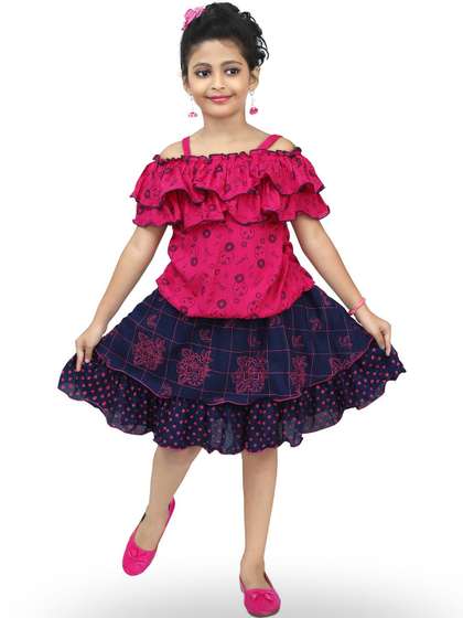 BAESD Girls Floral
                    Printed Top with Skirt
