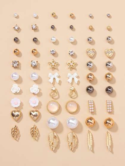 Shining Diva Fashion Set of 30 Studs Earrings