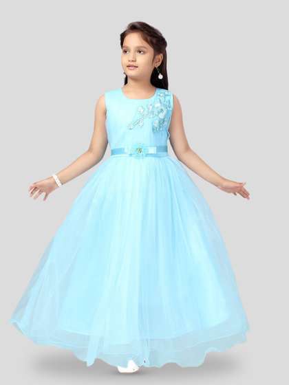 BAESD Girls Floral
                    Embroidered Pleated Tulle Gown
