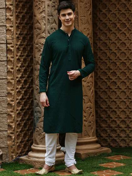 Here&Now X Sanwara Mandarin Collar Chikankari Cotton Straight Kurta