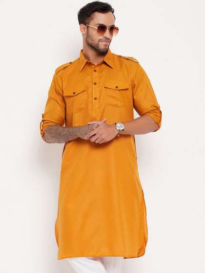 VASTRAMAY Men Solid Pathani Kurta