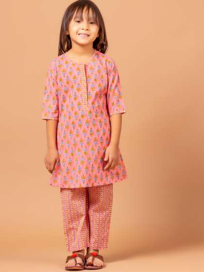 Sangria Boota-Printed
                      Pure-Cotton Straight Kurta With Trouser