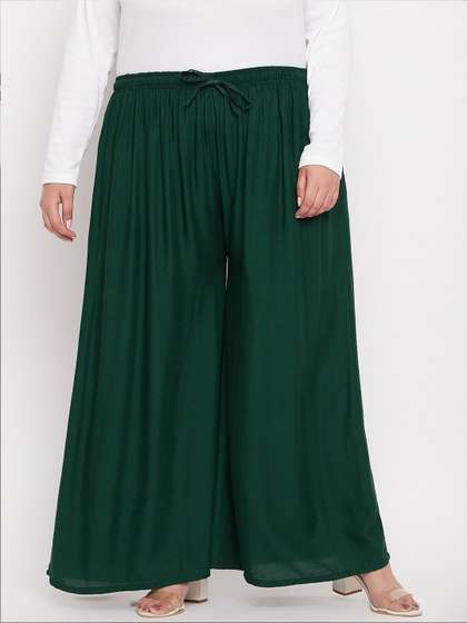 CLORA CREATION PLUS
                        Women Green Palazzos