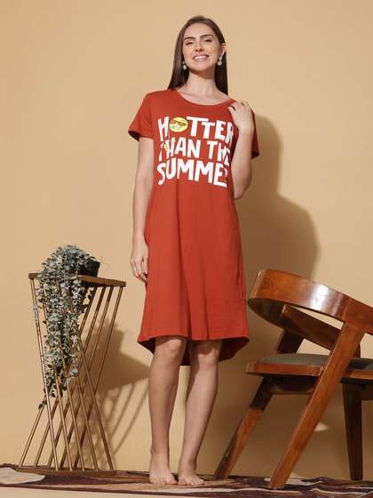 9shines Label Plus
                        Size Women Hosiery Cotton Graphic Printed Short
                        Nightdress