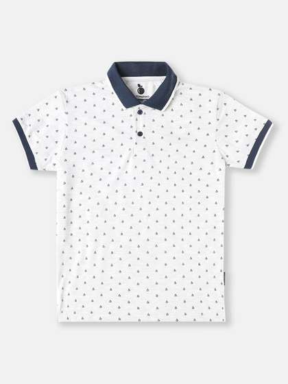 Lil Tomatoes Boys Micro Ditsy Printed Polo Collar T-shirt