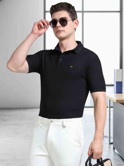 STELLERS Solid Polo Collar T-shirt
