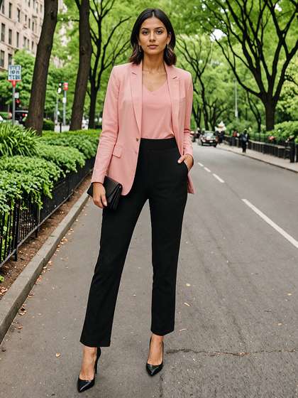 Blissclub Women
                        Relaxed Straight Leg Straight Fit High-Rise
                        Wrinkle Free Trousers