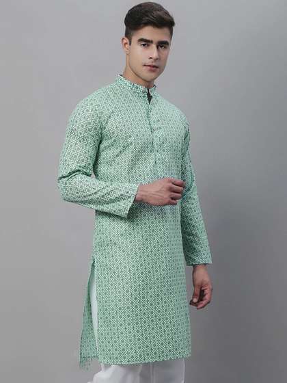 SOJANYA Men Printed Cotton Linen Kurta