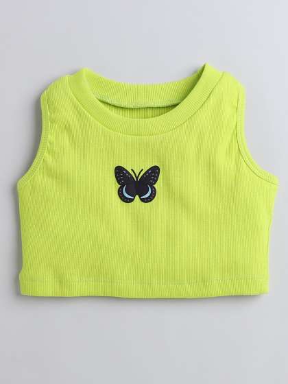 AWW HUNNIE Girls Graphic Printed Cotton Crop Top