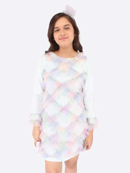 CUTECUMBER Ruffled Net
                    A-Line Dress