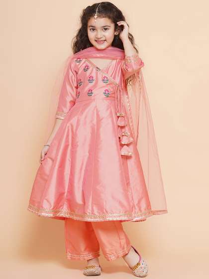 Bitiya by Bhama Girls
                      Embroidered Angrakha Gotta Patti Kurta With
                      Trousers & Dupatta