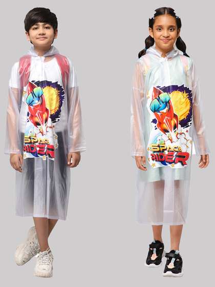 THE CLOWNFISH Toon
                          Caper Kids Printed Hooded Waterproof Rain
                          Jacket
