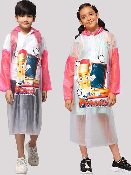 THE CLOWNFISH Toon
                        Caper Kids Waterproof Adjustable Hood Extra
                        Space Rain Jacket