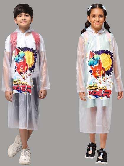 THE CLOWNFISH Toon
                        Caper Kids Printed Hooded Waterproof Rain Suit
