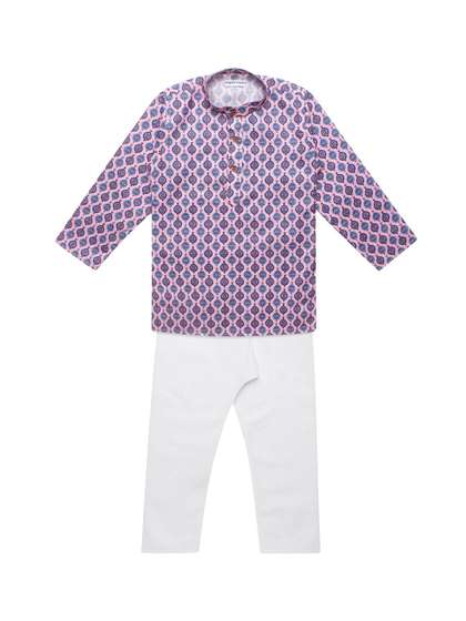 Superminis Boys Ethnic
                    Motifs Printed Regular Pure Cotton Kurta With
                    Pyjamas