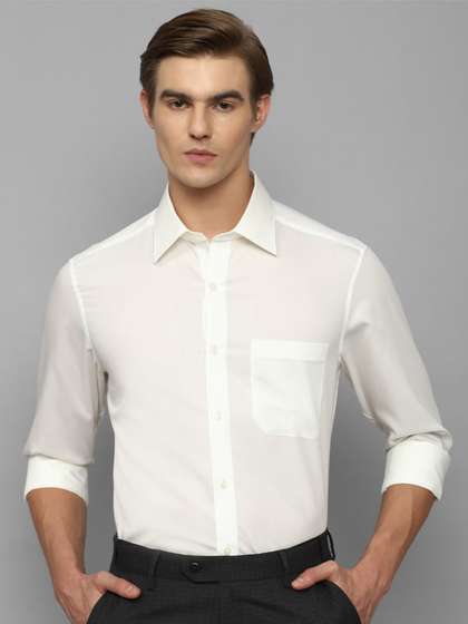 Louis Philippe Spread Collar Pure Cotton Slim Fit Formal Shirt