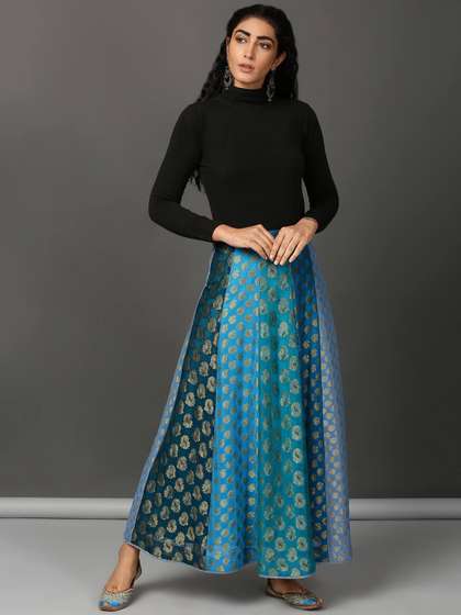 NUHH Woven Design Flared Skirts