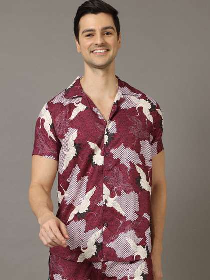 Bushirt Graphic
                        Printed Lapel Collar Shirt & Shorts Night
                        Suit
