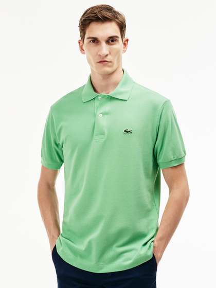 Price History of Lacoste Men Green Solid Polo Collar Pure Cotton T
